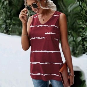 🍉5 for $25* Striped Pocket Tank Top